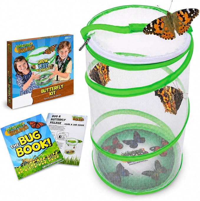 Nature Bound Butterfly Growing Kit - Live Caterpillar to Butterfly Project for Kids - Includes Voucher for Caterpillars, Green Pop-Up Enclosure, and STEM Learning Guide