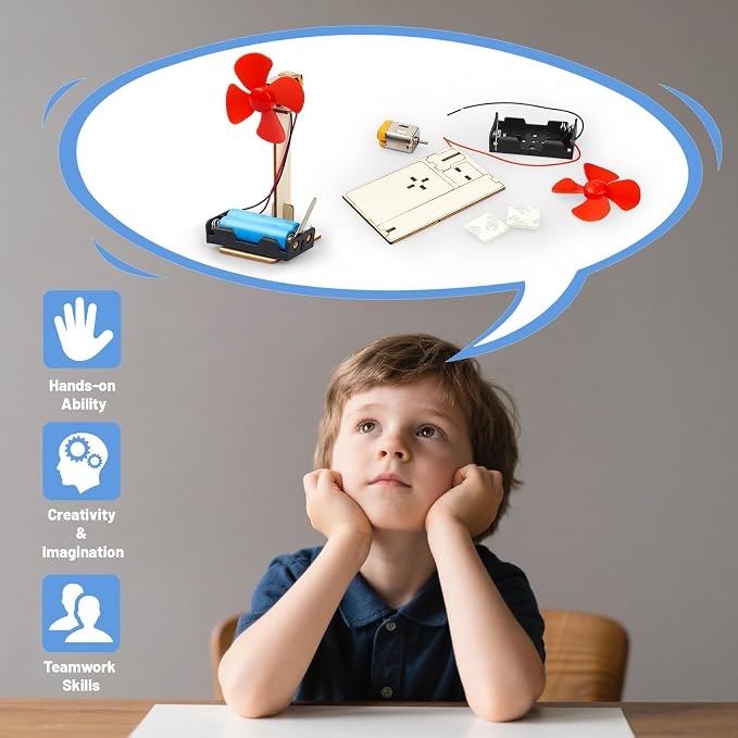 6 STEM Science Kits for Kids Age 8-12, Classroom Electric Fan Circuit Kit | Science Party Favors Bulk, Building Toys for 6-8 8-13 Year Girls Boys Gifts, Wood Crafts Experiments Activities Projects
