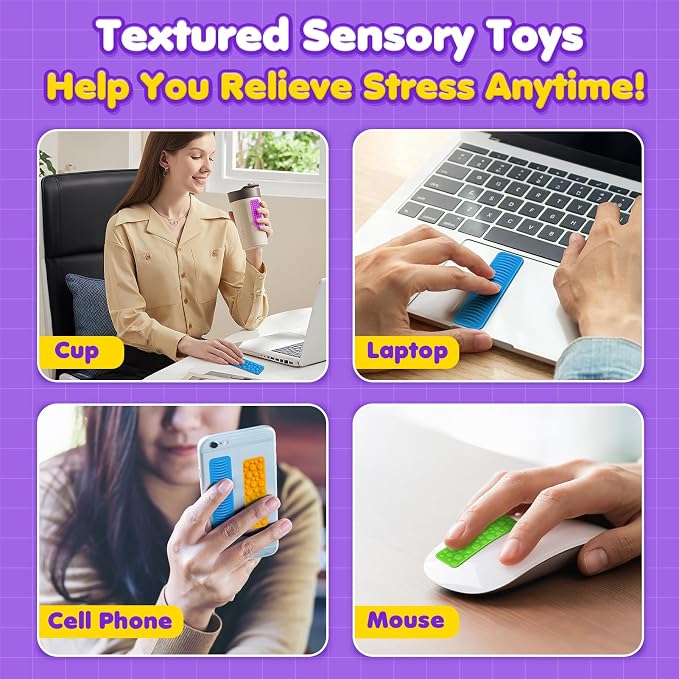 Sensory Fidget Toys Kids Adults: 8 Pack Suction Toys for Autism Calming | Sensory Stickers for Stress Relief - Fidget Strips for Classroom Office Desk - Special Education Classroom Prizes Must Haves