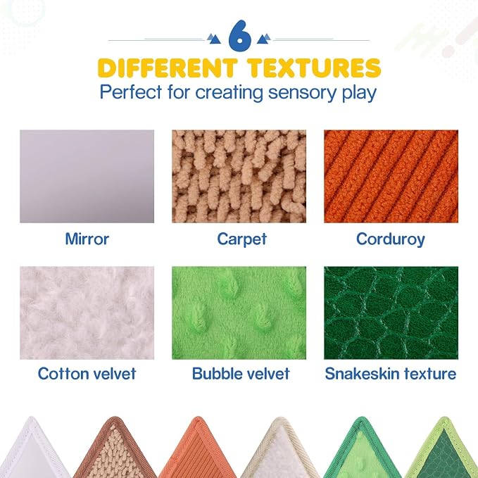 Textured Tactile Sensory Toys, 6 Pack Sensory Mats for Babies | 6+ Months & Toddlers 1-3 Years | Fine Motor Skills Development | Washable Baby Play Wall Toys