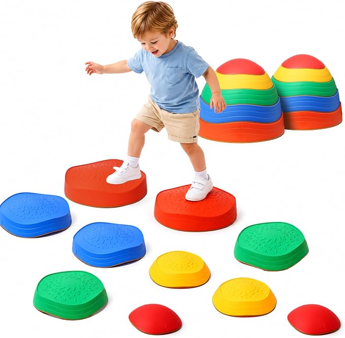 Balance stepping stones for kids 10pc, non-slip toddlers sensory toys outdoor or indoor play, promoting motor skills and confidence,Coordination Toys for children age 3 4 5 6 7+