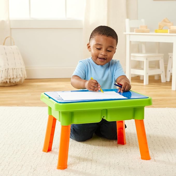 Kidoozie - Little Builders Activity Table | Flip the lid for a block-building surface, open it up for scoop-and-pour play - three sensory stations in one, Ages 2+