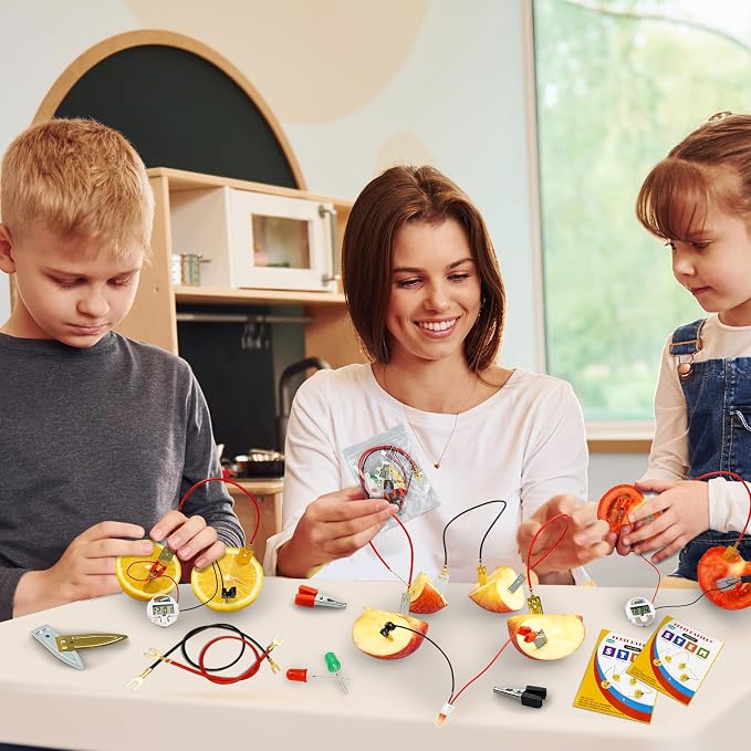 Science Kits for Kids Age 8-12, 6 Pack Fruit Battery Bulk STEM Circuit Kits | Science Experiment Projects for 2nd-5th Grade Classroom Activities, STEM Toys for 8 9 10 11 12 13 Year Old Gifts