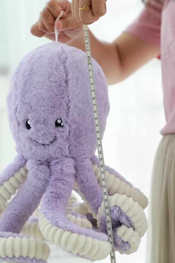 Fluffy Octopus Stuffed Animal Hugging Pillow Plush Toy Doll Purple,23.6Inch | Sweet Smile Face | 8 Springy Tentacles | No Loose Parts | Machine-wash | Safe Polyester Fill | Sturdy Stitched | Ideal Gift