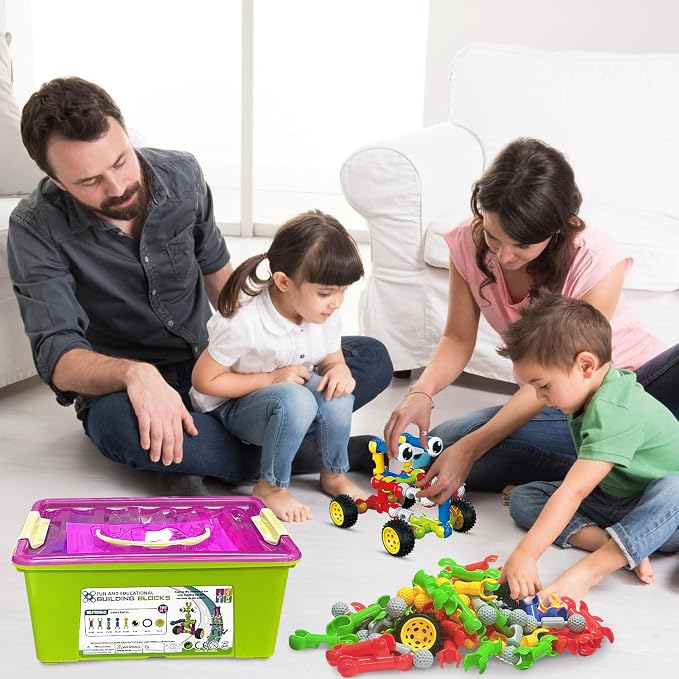 Huaker STEM Building Toys for 3 4 5 6 7 8 Year Old Boys Girls Birthday Gift | 180 Pcs STEM Activity Kit & Toy for Kids Ages 3-8 with Portable Storage Box, Perfect for Preschool, Homeschool, and Classroom