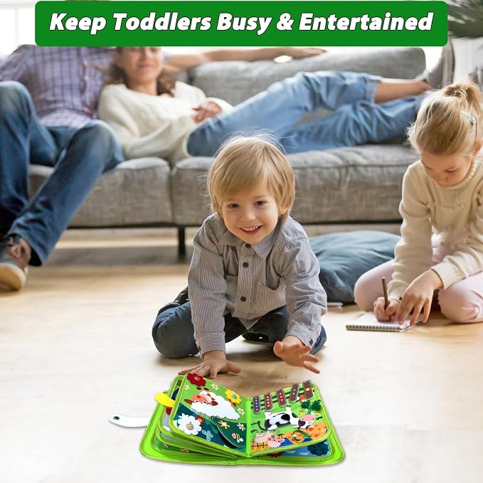 Cobelae Busy Book for Toddlers 1-3, Montessori Toys for 1 Year Old | Busy Board Quiet Activity Books,Travel Toys for Kid,Soft & Durable Felt Material,Fine Motor & Cognitive Development