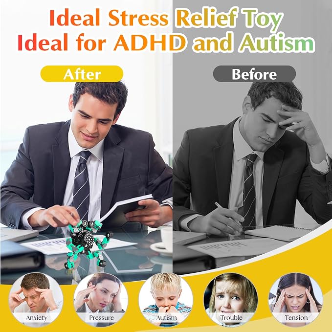 5 Pcs Transformable Fidget Spinners Toys for Kids and Adults, Stress Relief Sensory Toys for Boys and Girls Fingertip Gyros for ADHD Autism Quiet Airplane Travel Toys Essentials Party Favors