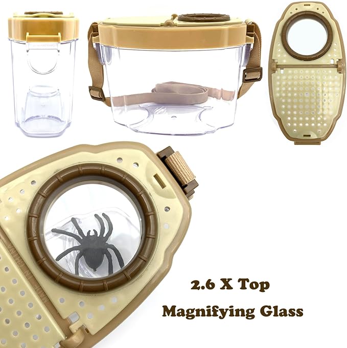 Bug Catcher Kit for Kids, 16 Pcs Kids Bug Catching Kits, Outdoor Nature Explorer Kit, Science Educational Kits with Tweezers, Magnifying Glass for Boys Girls(Gold)