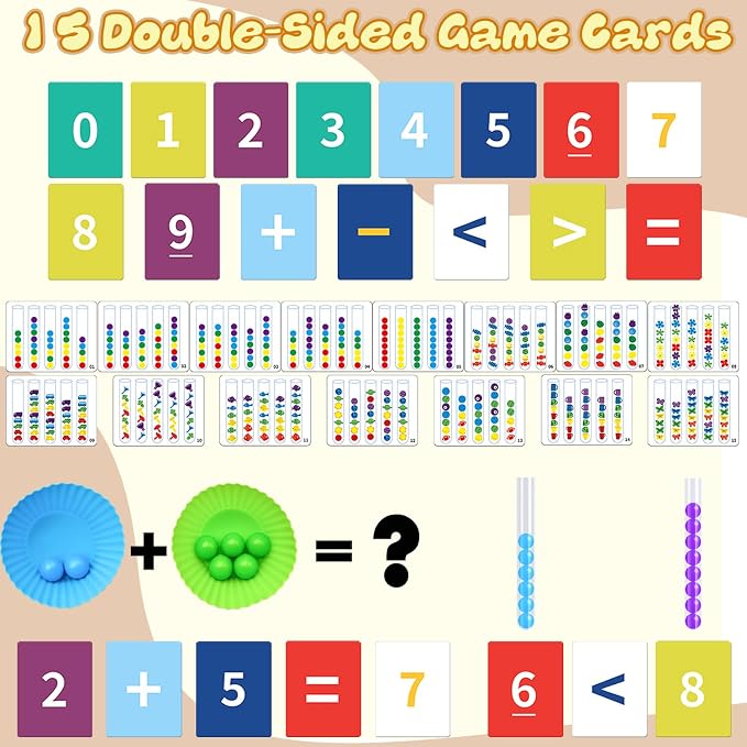 Counting and Color Sorting Toys for Toddlers, Clip Bead Matching | Educational Montessori Toys for Kids 3 4 5 6 7 Year Old, Preschool Learning Toys, Fine Motor Skills, Number Crunching