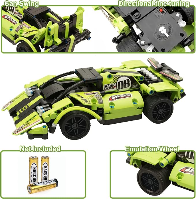 GAMZOO STEM Building Toys for Kids with 2-in-1 Remote Control Racer Snap Together Engineering Kits Early Learning Racecar Building Blocks - Best Gift for 6 7 8 9＋Year Old Boys and Girls
