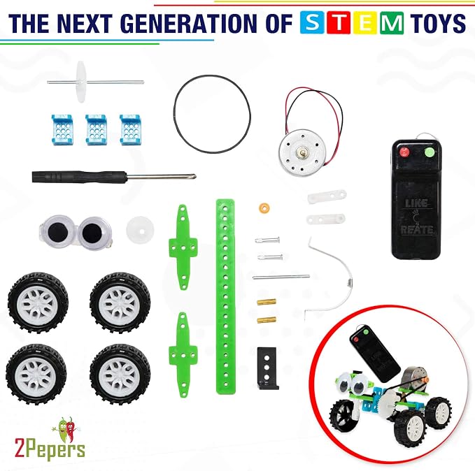 2Pepers Electric Motor Robotic Science Kits for Kids (4-in-1), DIY STEM Toys Kids Science Experiment Kits,Building Educational Robotics Kit for Boys and Girls,Circuit Engineering Science Project Kits