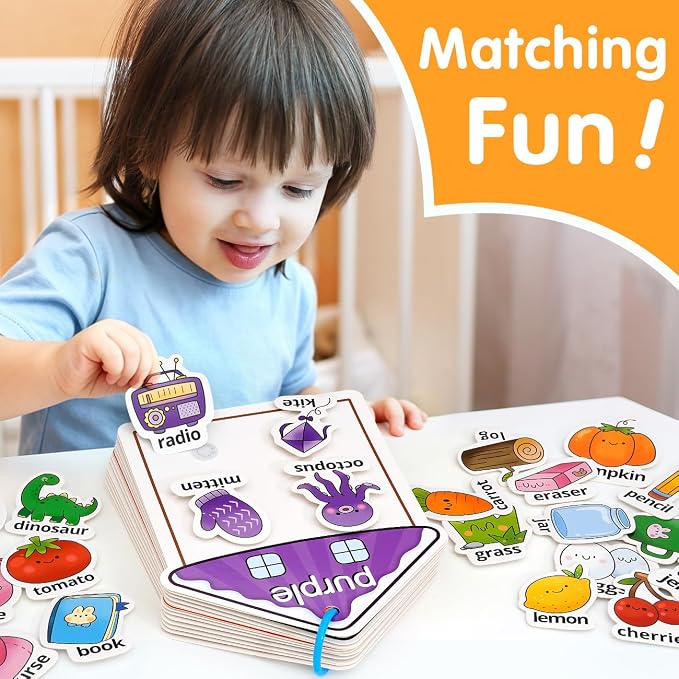 Montessori Busy Book Color Sorting Toys for Toddlers 2-3 Years | Educational Fine Motor Skills Matching Toys, Preschool Learning Travel Activities, Birthday Gifts for 4 Year Old Boys Girls