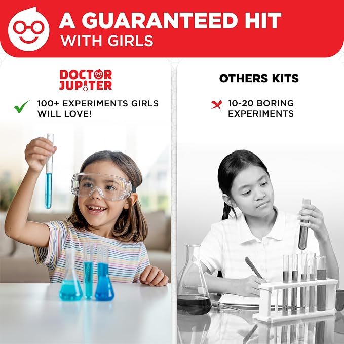 Doctor Jupiter Girls' First Science Experiments Kit for Kids Ages 4+ | Birthday Gift Ideas for Girls 4, 5, 6, 7, 8 Year Olds, Science Kits for Kids Ages 5-7, STEM Educational Toys