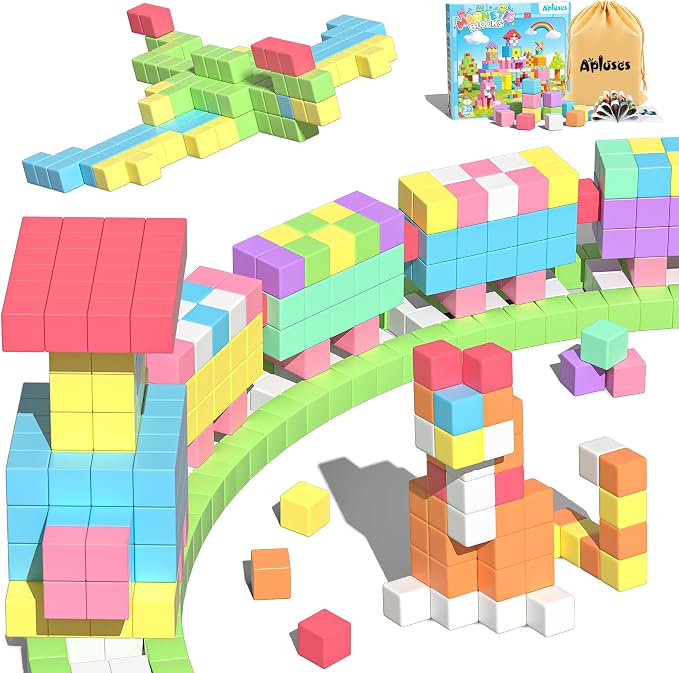 Apluses Magnetic Blocks Building Toys for 3+ Year Old Boys Girls | 1 inch, Gifts, PP Plastic, Candy colors, 81pcs