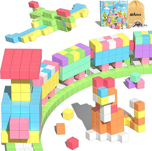 Apluses Magnetic Blocks Building Toys for 3+ Year Old Boys Girls | 1 inch, Gifts, PP Plastic, Candy colors, 81pcs