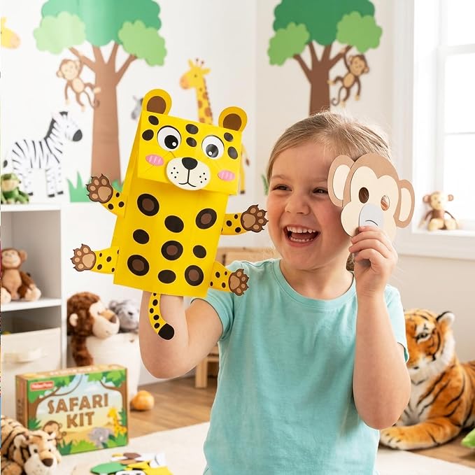 WATINC Hand Puppet Making Kit, Paper Sock Puppet Toys for Kids (Wild) | 9 Styles, Make Your Own Storytelling & Role Play Crafts, Creative Group Activity, Party Favors & Gifts for Kids Ages 4-8