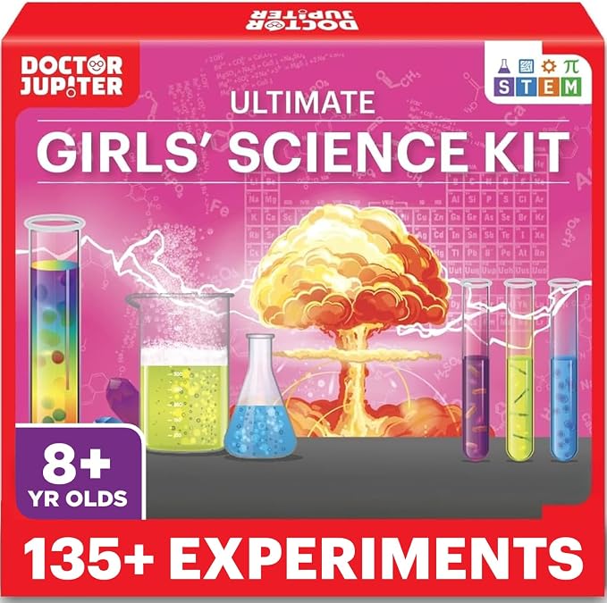 Doctor Jupiter Girls' Ultimate Science Experiments Kit for Kids Ages 8+ | Birthday Gift Ideas for Girls 9, 10, 11, 13, 14, 135+ Experiments, Science Kits for Kids Ages 8-12, Learning, Educational Toy