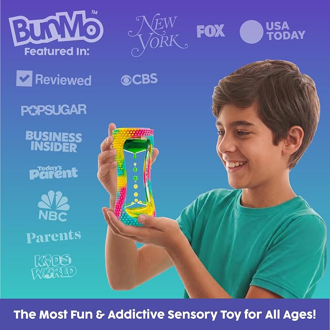 BUNMO Liquid Motion Bubbler Sensory Toy for Kids & Adults – Gentle Fidget Toy for Mindfulness – Stimulating Visual Sensory Experience – Colorful Bubble Fidget Timer for Desk & Travel - Rainbow