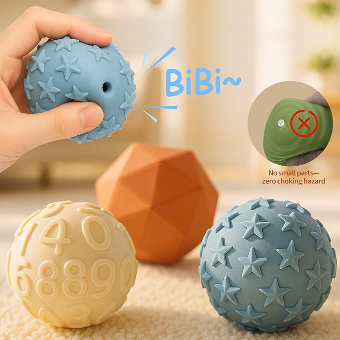 Baby Stacking Cups & Sensory Ball Set, Sensory Toys for Babies | 5 Colored Castle Cups, 3 Textured Balls, Soft Castle Nesting Blocks, Teether, Bath & Travel Play, Gifts for Toddlers 1-3