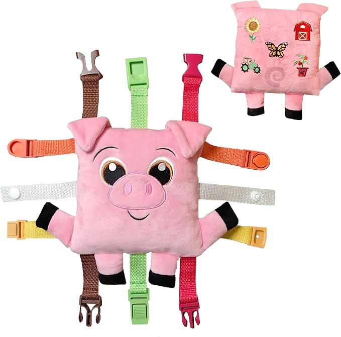 Buckle Toys, Boink Pig, Learning Activity, Develop Fine Motor Skills | Compact Travel Size, Perfect Calming Sensory Toys For Toddlers and Kids