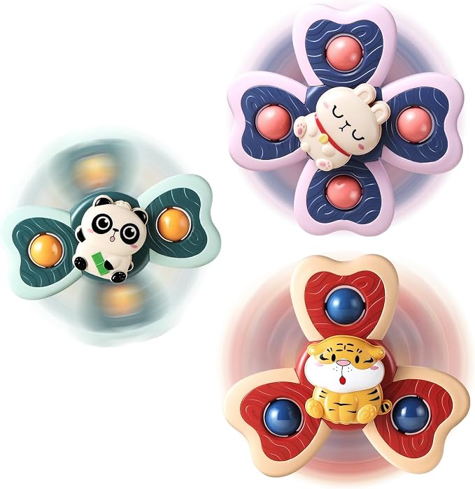 Suction Cup Spinner Airplane Travel Toys for 1 Year Old Boy Girl | Spinning Top 12 18 Months,1 2 Year Old Boy Birthday Gift,Baby Bath Toy for Kids Ages 1-3,Sensory Toy for Infant Toddlers
