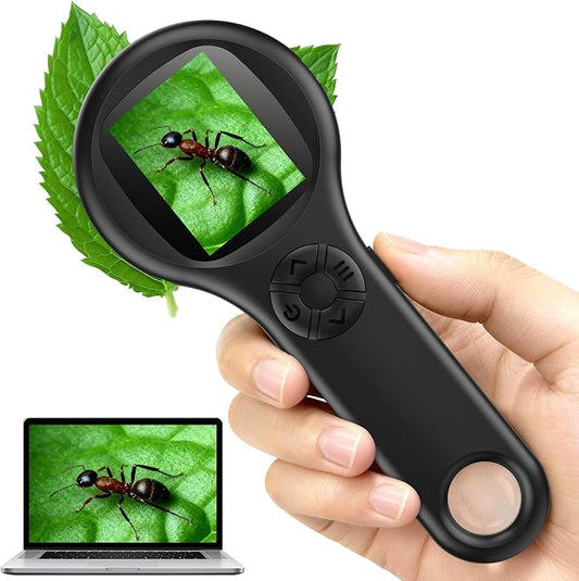 Microscope for Kids - Mini Pocket Digital Kids Microscope, Portable Handheld USB 500X Magnifying Glass, 4X Zoom, Christmas Birthday Gifts for Boys Girls Aged 3-12