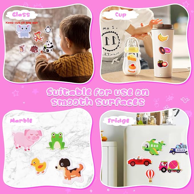 Sticker Books for Toddlers 2-4 Years, 5 Sets Reusable Sticker Books for Toddlers 1-3, Jelly Toddler Stickers Travel Toys for Ages 2+ Kids Boys Girls, Encourages Creativity, Focus, Fine Motor Skills