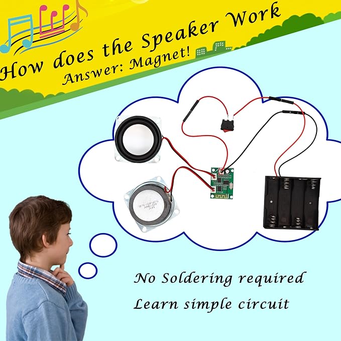 Gifts for Teen Girls Boys - Science Kits for Kids Age 8-10-12-14 - Crafts for Girls 8-12| STEM Toys Build Bluetooth Speaker Kit| DIY Electronic Projects 9 11 13 15 16+ Year Old (Printed Wooden)