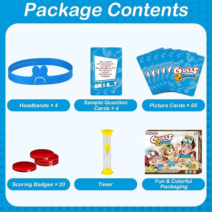 Headbands Game for Kids – Guessing Board Game to Boost Vocabulary | Critical Thinking, and Social Skills – Quick Question Family Game Night for 2–4 Players – Travel-Friendly Fun (Career Theme)