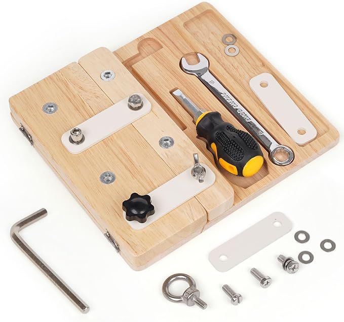 Busy Board,Montessori Screwdriver Board for Kids,Montessori Fine Motor Skills Toy, Screwd Tool Set, Sensory Toy for Toddlers,Educational Activity Set for Educational Preschool Gift for Boys