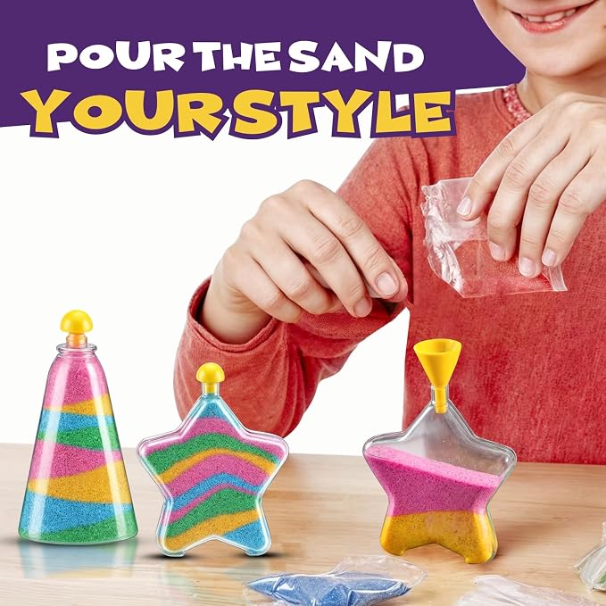 Liberty Imports Sand Art Kits for Kids - Create Your Own Colored Sand Art, Includes Bottles, Funnels, Sticks, Bags of Sand for Arts and Crafts, Schools, Birthday Party Favors Bulk (24 Pack)