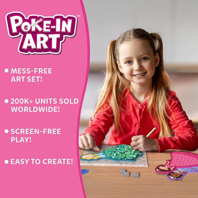 Skillmatics Poke-in Art – Magical Princesses, Wood Craft Kit, Gift for Kids | DIY Mess-Free Fun, Fine Motor Skills, Screen-Free, Pretend Play, Travel Activity, Girls & Boys Ages 4, 5, 6, 7, 8, 9