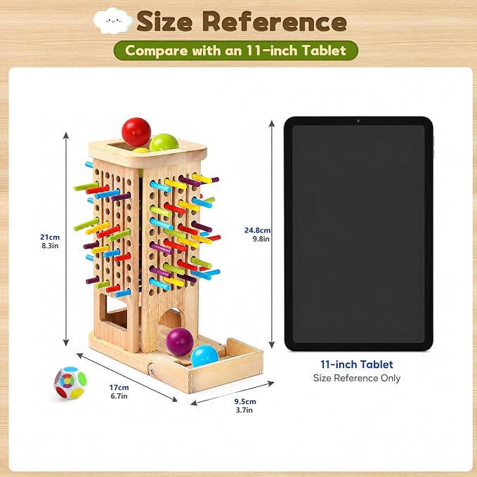 Montessori Toys for 3 Year Old, Fine Motor Skills Pick Up Sticks Ball Drop | Stacking Game, 40 Colorful Sticks & Dice, Educational Math Games, Interactive Family Game Night Gift for Kids 4 5 6 7 8