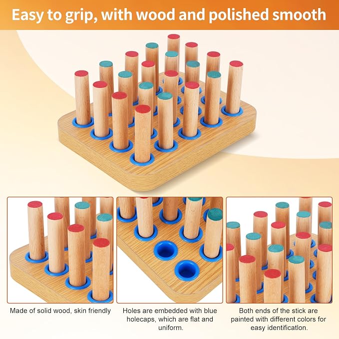 Wooden Pegboard for Occupational Therapy to Finger Dexterity | Occupational Therapy Tools, Hand Therapy Equipment Hand Therapy Peg Board to Improve Finger Dexterity