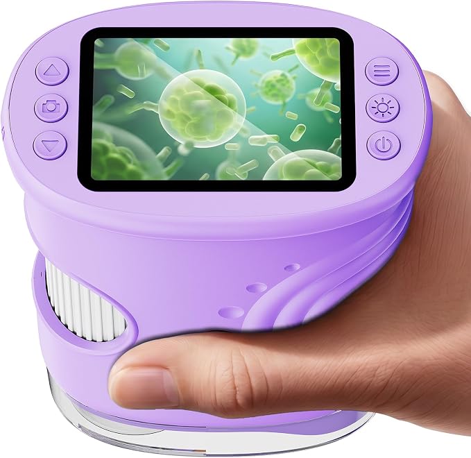 4K 1000X Handheld Digital Microscope for Kids with 2.0" IPS Screen(Purple) | 200-1000X Magnification, STEM Toys Birthday Gifts for Girls Boys Child, Science Kits for Kids Age 4-12