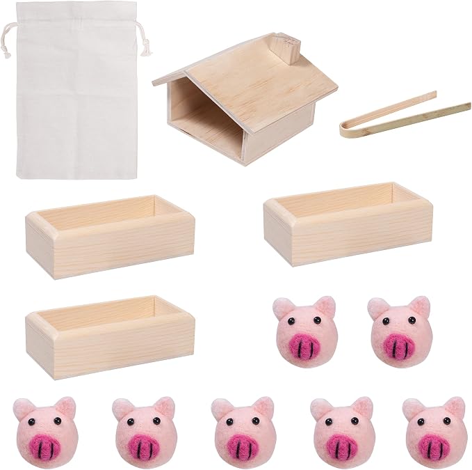 Sorting Stacking Wooden Toys for Toddlers, Montessori Pig Toy | Toddler Sensory Bin Tool Toys, Wood Farm Toy House Fine Motor Skill Early Learning Preschool Educational Gift for Kids
