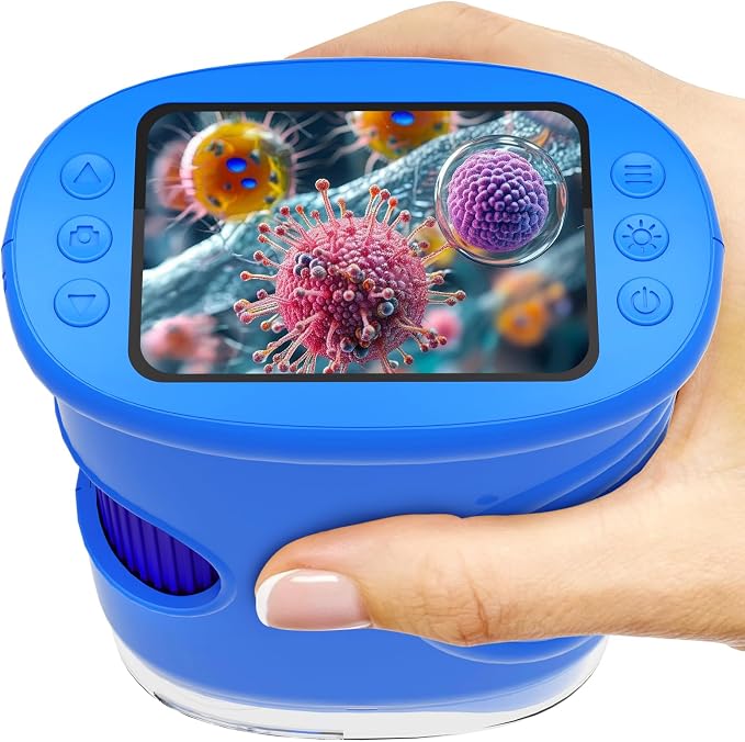 1000X Handheld Microscope for Kids: Pocket Digital Microscope with 1080P&2.0''IPS Screen&Photo/Video - Portable Edu Science Kits for Girls Boys - STEM Toys Birthday Gifts Ages 3-6 6-12(Blue)