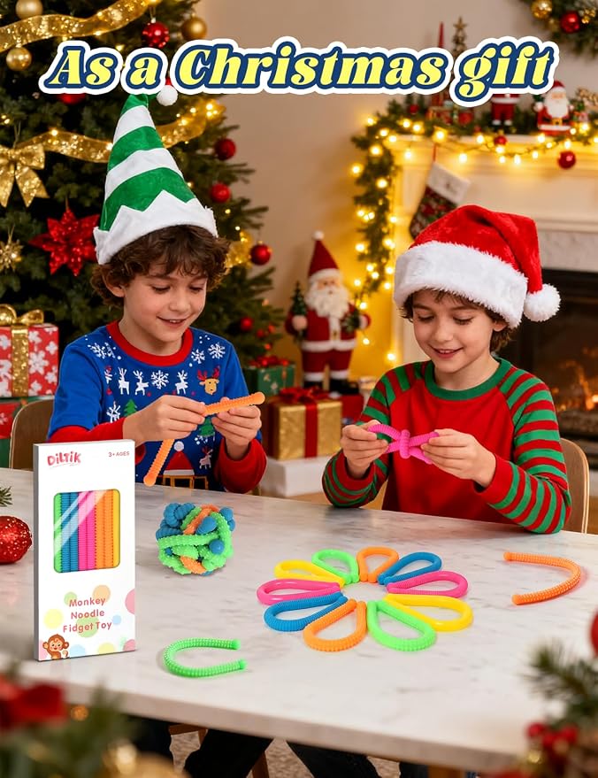 10 Pack Sensory Autism Toys for Kids – Gift Box Upgraded Extra-Thick Stretchy Sensory Strings for School Classroom Rewards Back to School Birthday Party Favors (Textured)