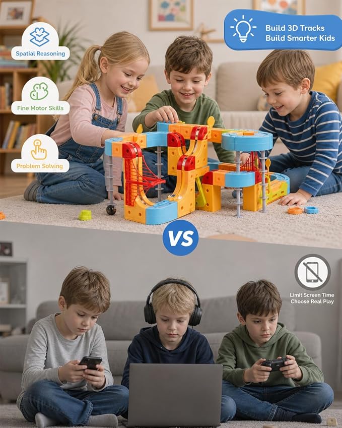 Magnetic Electric Train Set: Self-Assembly for Kids | 175Pcs DIY Flexible Anti Gravity Race Track Set with Electric Cars - STEM Building Toys Birthday Gift for Boys Girls 5-10