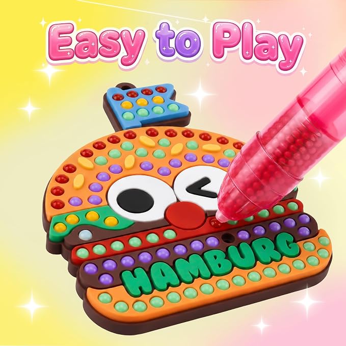 Kiditos DIY Bead Art Craft Kit with Magic Bead Pens for Kids Ages 3+ | Colorful Templates, Bead Chains, Stick-On Art, Backpack Charms & Creative Play