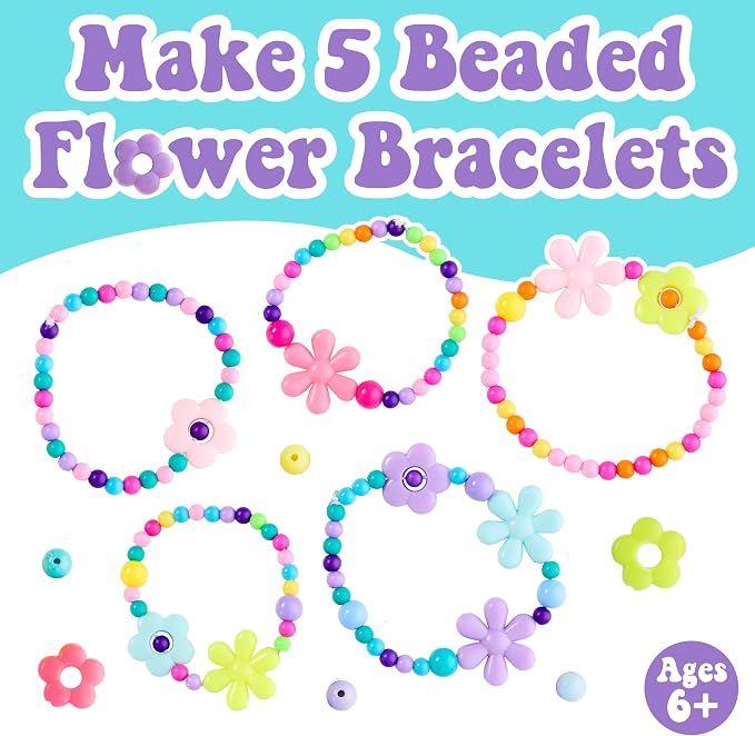 Creativity for Kids Beaded Flower Bracelet Kit, Make 5 (Ages 6+)