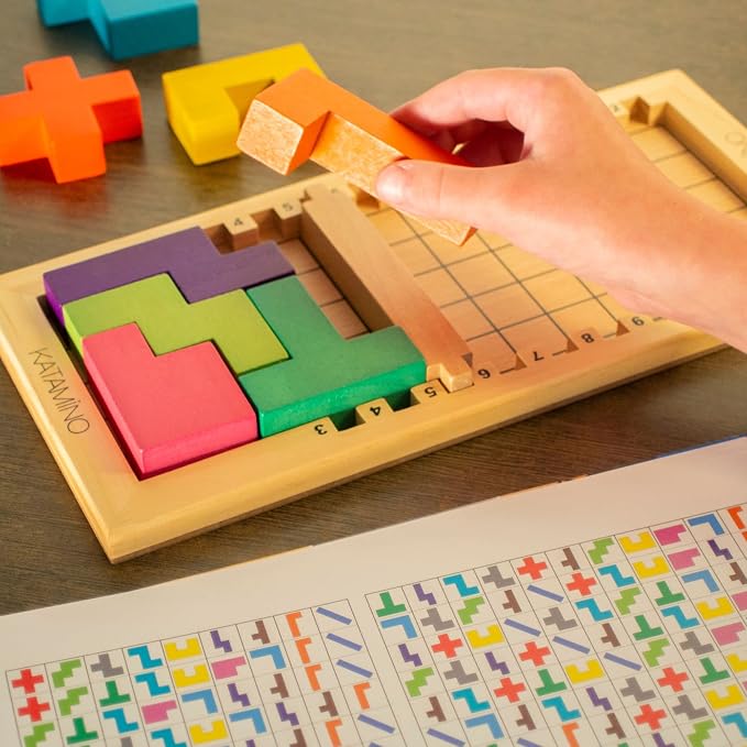 Katamino | The Original Wooden Pattern Building Puzzle Game for Kids and Adults | Over 500 Pentomino Combinations | Award Winning Kid Friendly Strategic Brain Game | Ages 6+ | 1-2 Players | 10 Min