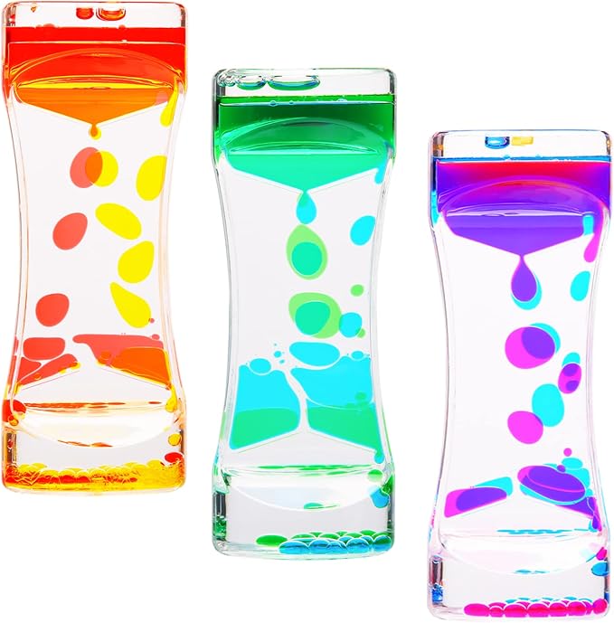 Liquid Motion Bubbler - 3 Pack Kids and Adults Sensory Toys | Water Timers Fidget Toys Sensory Play - Colorful Hourglass for Home Office Desk Decor Fidget Tubes
