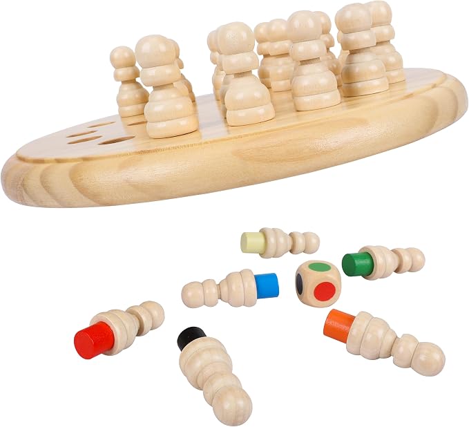 Gothink Wooden Memory Chess Matching Game, 7.5 Inch Wooden Memory Match Stick Chess Board Game, Educational Games for Kids, Montessori Preschool Toy for Toddler Birthday Gift