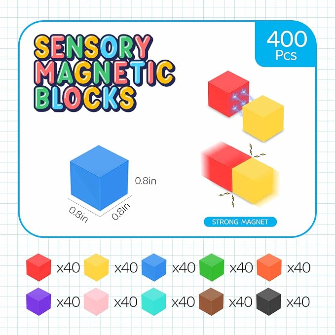 400PCS Magnetic Blocks,Magnetic Building Blocks for Toddlers Sensory & STEM Montessori Toys,Ideal Gifts for Boys Girls 3-8 Years Old