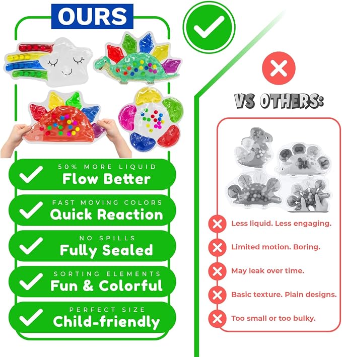 4-Pack Color Sorting Sensory Toys for Toddlers Ages 3+ Montessori Travel Toys Calm Down Toy for Preschool | Flower, Porcupine, Cloudy Rainbow Color Matching Activities Gift Ready for Boys Girls B-Day