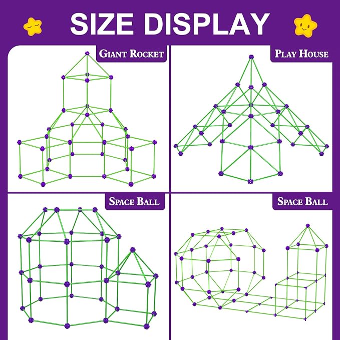 Glow In The Dark Fort Building Kit for Kids,STEM Construction Toys, Educational Gift for 4 5 6 7 8 9 10 11 12 Years Old Boys and Girls,Ultimate Creative Set for Indoor & Outdoors Activity,140 Pcs | STEM Toys, Gift for 4 5 6 7 8 9 10 11 12 Years Old Boy...