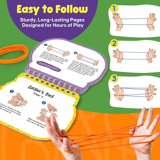 Kasfalci Cradle String Game Kit - Teen Girl Gifts, Birthday Gift for 8 9 10 11 12 Year Old Boys Girls - Road Trip & Travel Toys for Kids Ages 6-12 - Classic Cats Finger String Figures