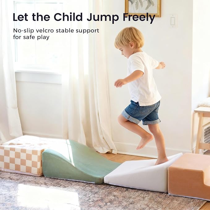 Tiny Land Soft Foam Climbing Blocks for Toddlers, 6-Piece Foam Blocks | Indoor Playground Baby Climbing Toys, Ideal Gift for Kids Activity Crawling and Sliding Foam Play Set (Vintage)