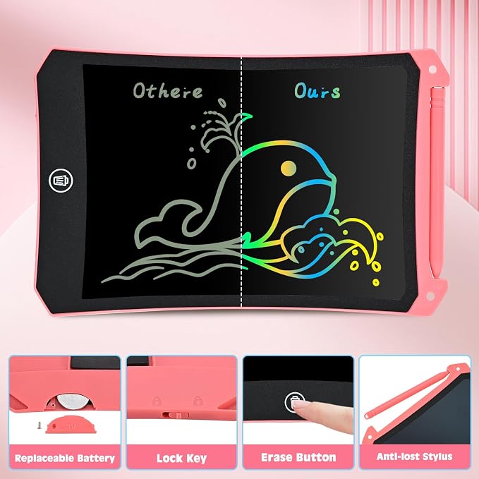cimetech Toddler Girl Gifts, LCD Writing Tablet, Travel Essentials Toys | Toddler Gifts for Girls 3-5, Coloring Books Ages 4-8, Screen Free Travel Toy, 36-Mo Battery, Mess Free Road Trip Essential
